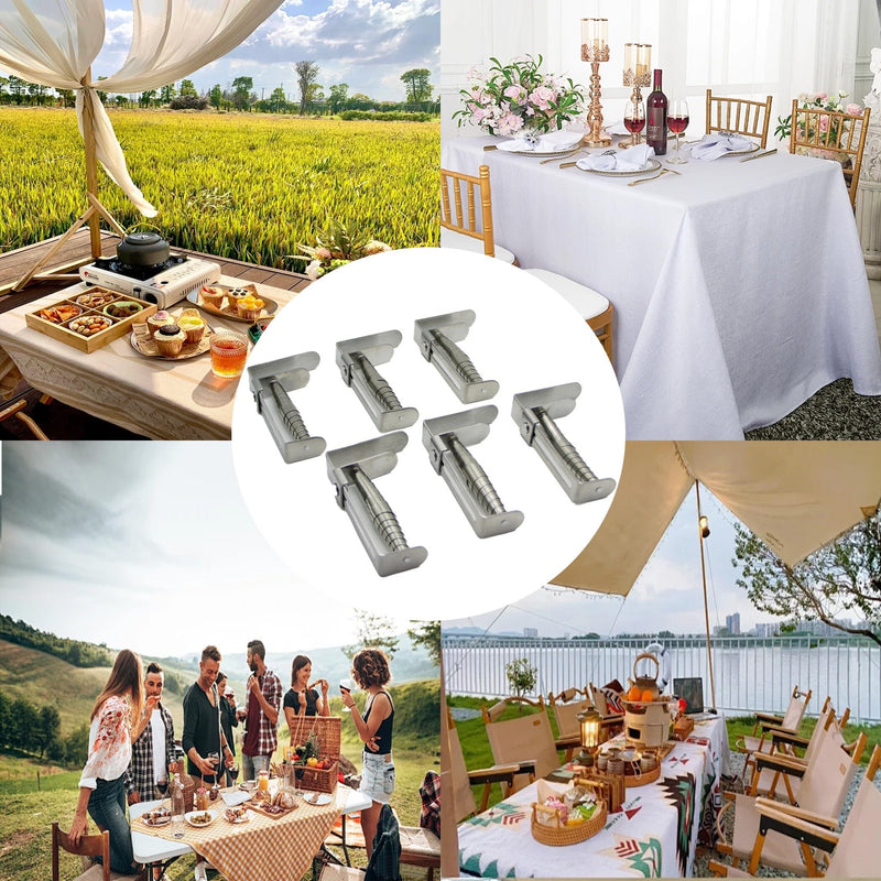 Stainless Steel Tablecloth Clips - Set of 8 Adjustable Table Cloth Clips with Spring Table Cloth Holders for Outdoor & Indoor, up to 6 cm Thickness, Silver 8pcs-silver