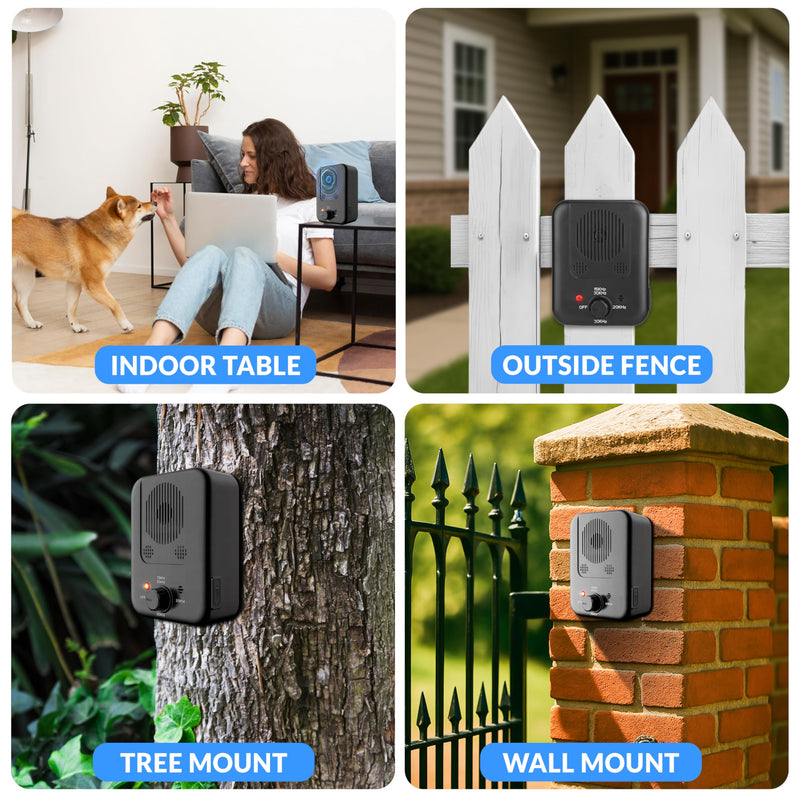 Anti Barking Device for Dogs – Rechargeable Outdoor Dog Bark Deterrent Devices – Waterproof Ultrasonic Dog Trainer Ideal for Fence, House, Tree – Safe for Pets, Humans