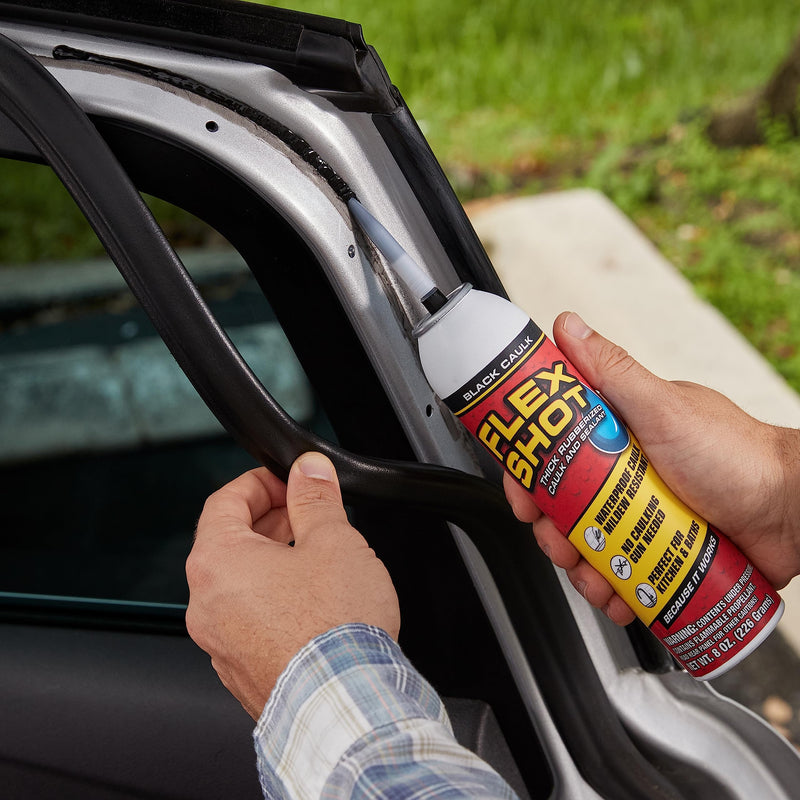 Flex Shot, 8 oz, Black, Flexible Rubber Silicone Sealant, Waterproof Caulk, UV Resistant, No Caulk Gun Needed, Perfect for Kitchen, Bath, Showers, Sinks, Baseboards 1 Pack