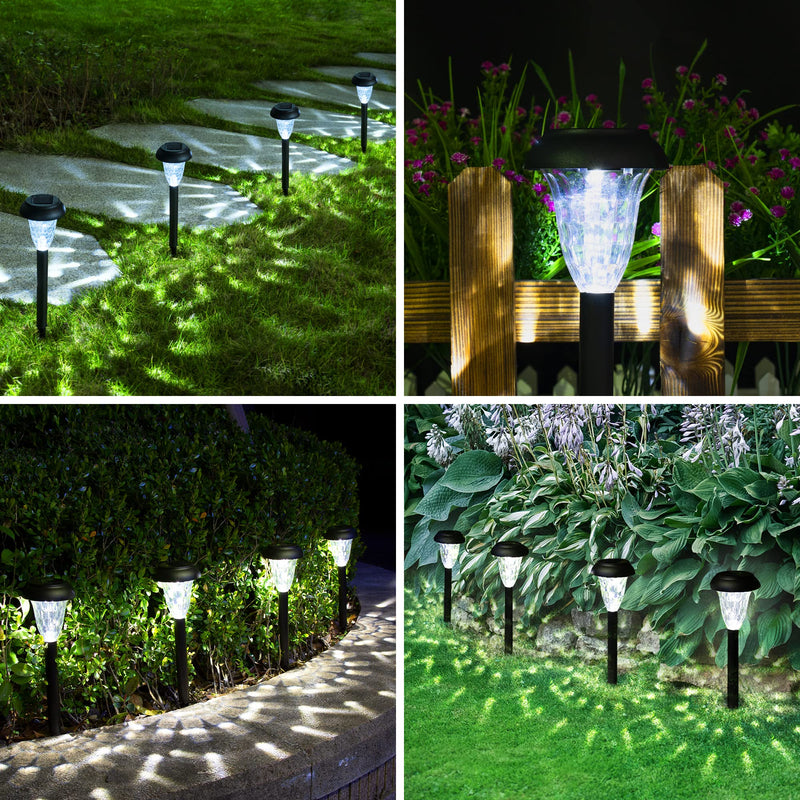 GIGALUMI 12 Pack Solar Lights Outdoor Waterproof, Cool White Pathway Lights Solar Powered, Landscape Lighting, Solar Garden Light for Decor, Patio, Garden, Yard, Pathways, Walkways Cold White