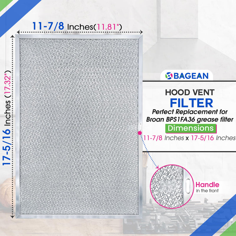 Range Hood Filter Replacement for BPS1FA36 11.80 x 17.35 Inch Broan Range Hood Filter and Allure Range Hood Filter - Hood Vent Filter for Range Hood - Filters Grease Entering the Stove Overhead (2-Pk) 2