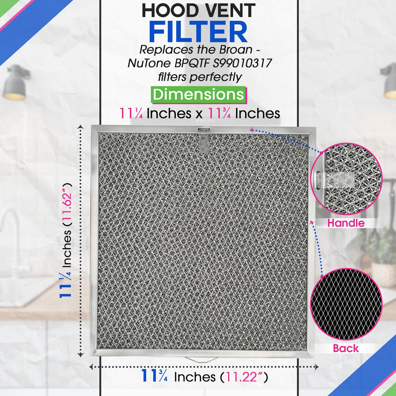 Range Hood Filter Replacement 11.6” x 11.2” BPQTF S99010317 Broan Charcoal Grease Filter Combo - Ductless Stove Vent Filter - Metal Mesh Blocks Grease and the Carbon Filters Kitchen Oven Air 1