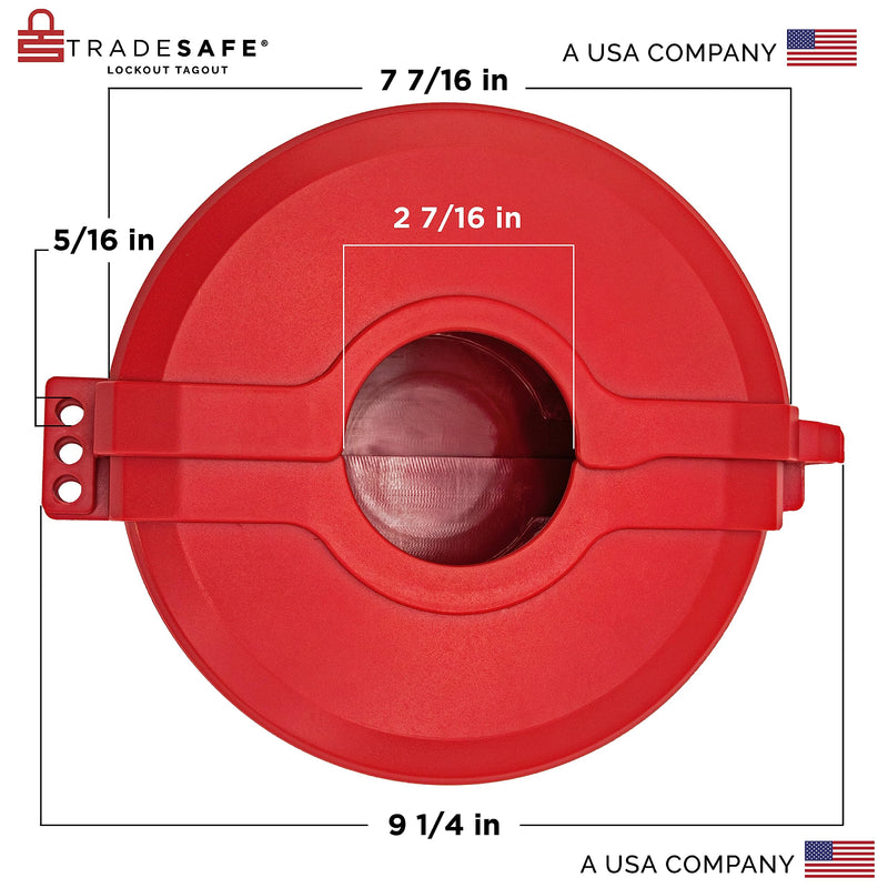 TRADESAFE Gate Valve Lockout - Lockout Tagout Valve for 5 inch to 6-1/2 inch Diameter Handles, OSHA Compliant Gas Lock, Impact Resistant Propane Tank Lock 5" - 6-½" Red