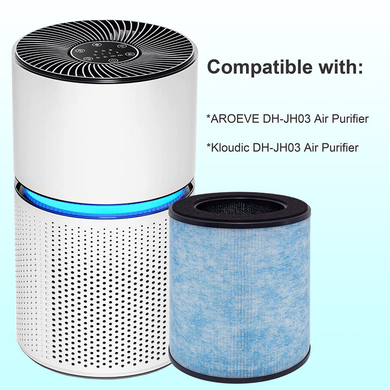 MK03 Air Filter Replacement, Compatible with AROEVE MK03 / DH-JH03 and POMORON MJ003H Air Purifier, 2-Pack