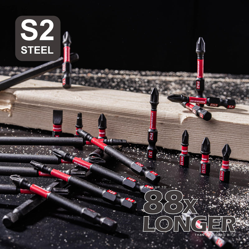 Impact Tough Magnetic Mixed 46Pack Insert Driver Bits, S2 Alloy Steel Screwdriver Power Bits Set with 1Pcs Impact Magnetic Bit Holder and Mini Wrench MIXED-46PC