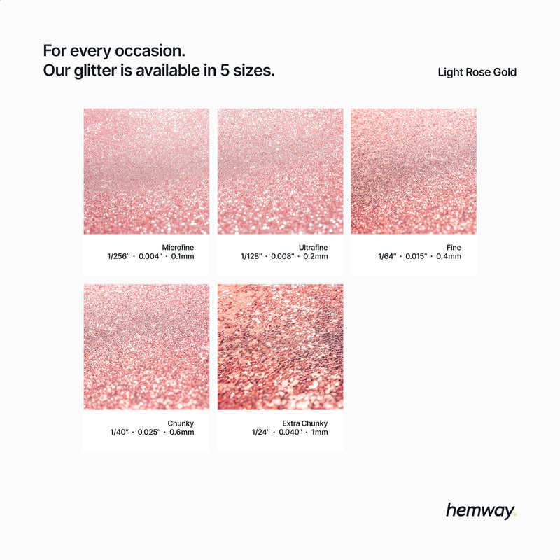 Hemway Glitter Paint Additive Crystals for Acrylic Emulsion Paint, Interior & Exterior Walls, Wood, Varnish, Matt, Gloss, Furniture 100g / 3.5oz - Microfine (1/256" 0.004" 0.1mm) - Light Rose Gold