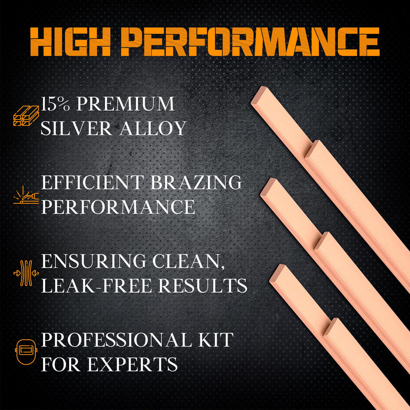 40PCS 15% Silver Brazing Rods, AWS BCuP-5 Silver Solder Sticks, Phos Copper Alloys Soldering Kit, 0.05"x0.13"x10" Flat Solution Welding Rods for HVAC, Air Conditioning, Refrigerator, Copper pipe 40