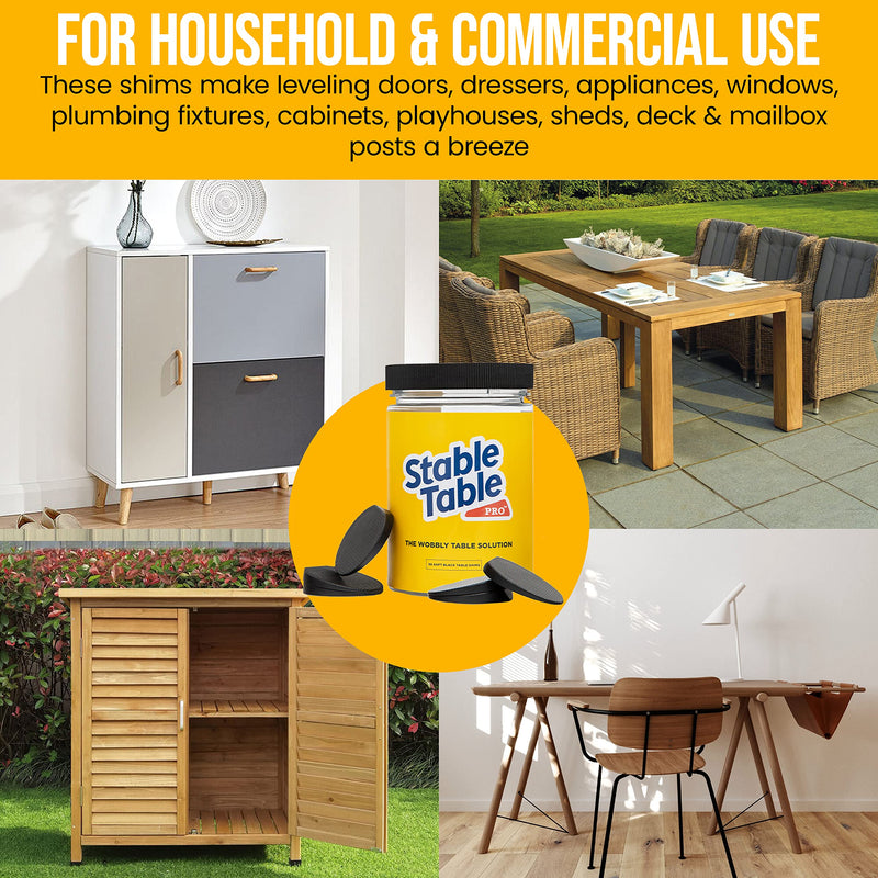 Stable Table - Black Restaurant Table Leg 30 Shim Wedges Premium Furniture Levelers Table Shims, Home Improvement DIY Levelers - Rubber Type Texture, Firm, Non-Slip, Doors, Tables and More
