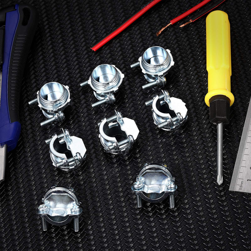 4 Pieces 3/4 Inch Clamp Type Cable Connector for Metallic Conduit Protect Cables Electric Wires Electrical Box Silver Zinc 4