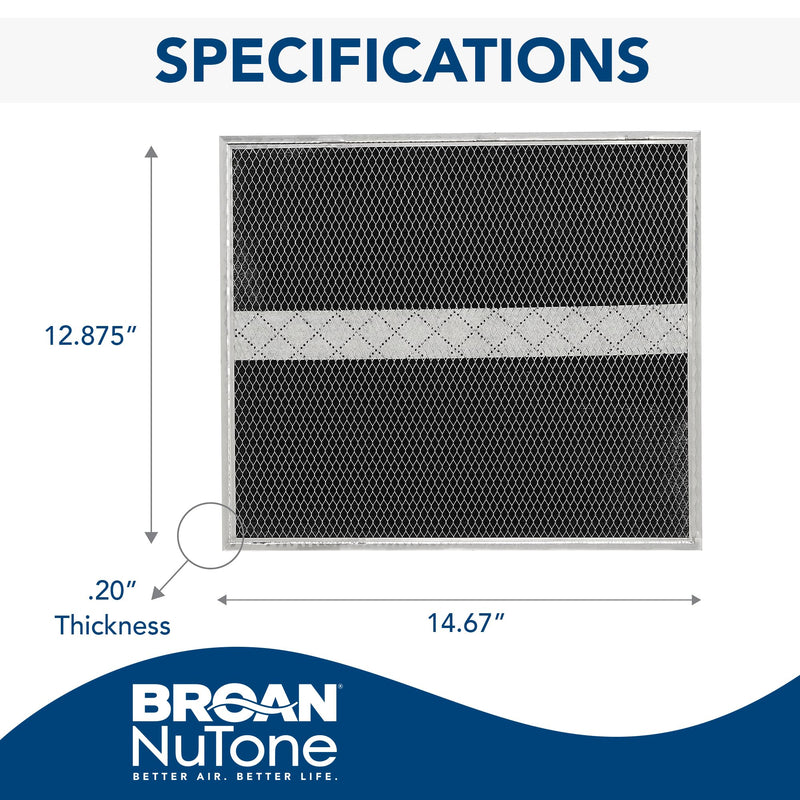 Broan-NuTone HPF30 Replacement Charcoal Filter (XC) for Dual Filter Ductless Range Hoods, Carbon Air Filter, Set of 2 2 Count (Pack of 1)