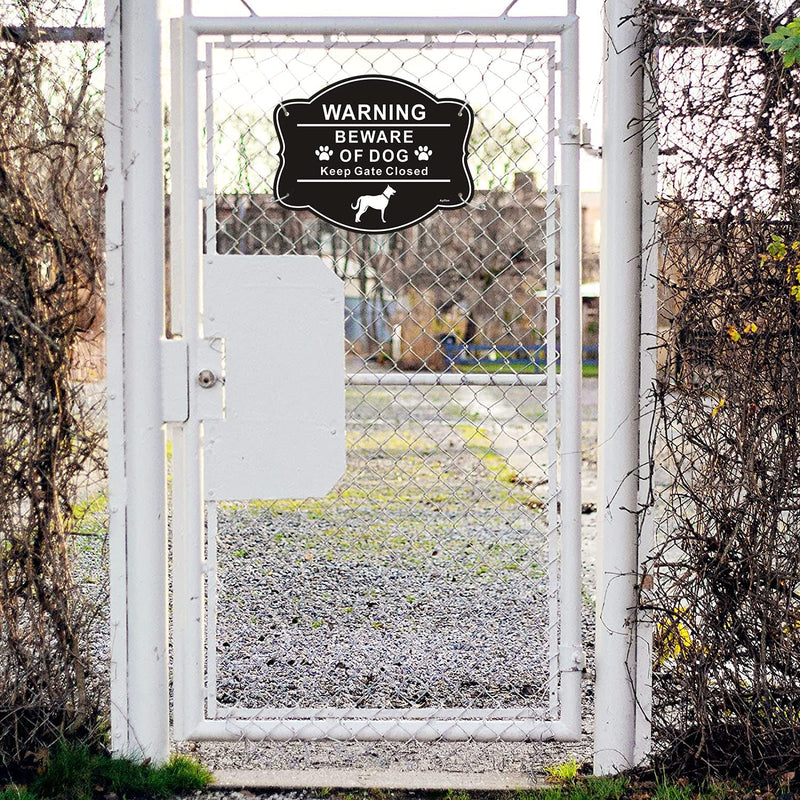 2 Pack Beware of Dog Signs for Fence,10 x 8 Inch Rust Free Aluminum Metal Yard Sign for Door or Gate, Fade Resistant, UV Protected, Weatherproof,Indoor and Outdoor Use,Easy Mounting black-beware of dog-2pack