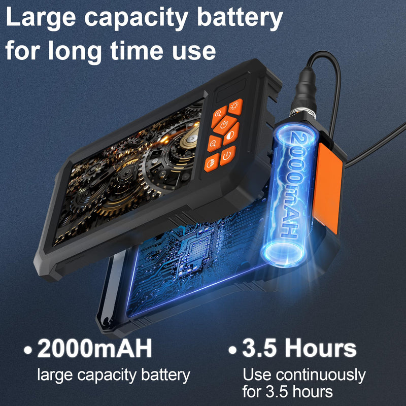 Inspection Endoscope Camera with Light, 1080P HD Borescope Camera with Light, 4.3" IPS Screen, IP67 Waterproof Sewer Camera Borescope, 16.5ft Semi-Rigid Cord Drain Pipe Camera Cool Gadgets Tool
