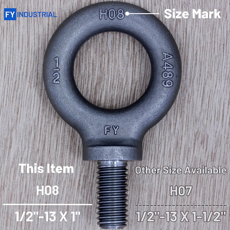 2 Pcs Lifting Shoulder Eye Bolts 1/2" 1/2"-13 X 1" Self Colored 2