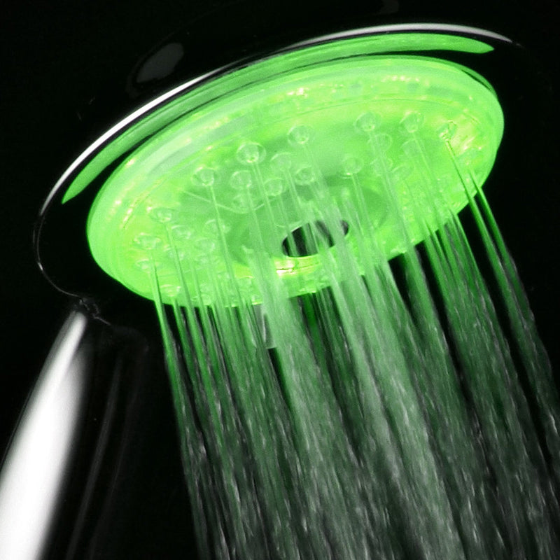 Luminex by PowerSpa 7-Color 24-Setting LED Shower Head Combo with Air Jet LED Turbo Pressure-Boost Nozzle Technology. 7 Vibrant LED colors change automatically every few seconds