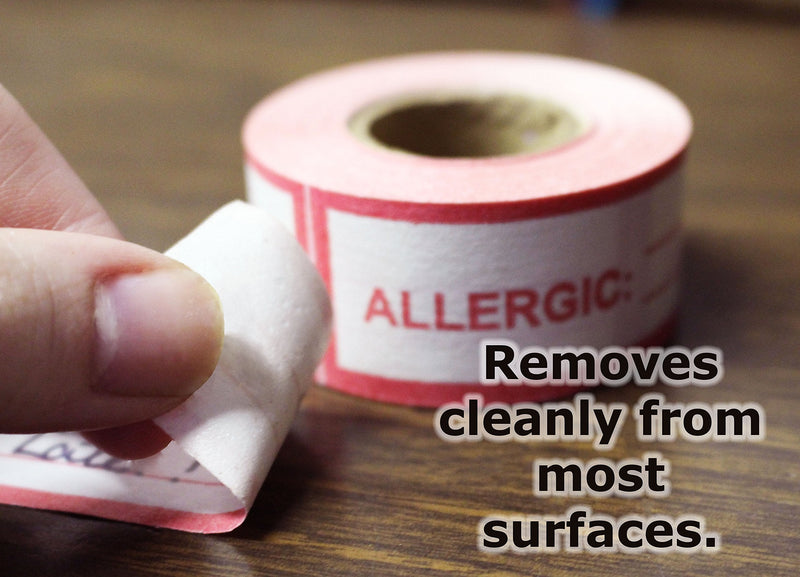 ChromaLabel 1 Inch Allergic Write-in Tape, Red and White Imprint, 500 Inch Roll