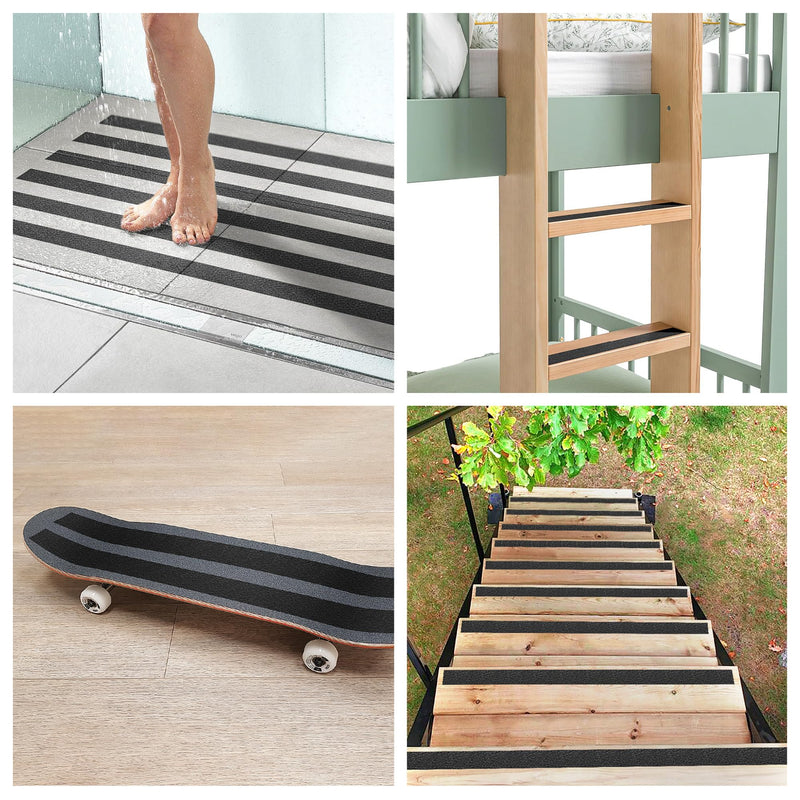 CHESK Grip Tape BLACK Anti Slip Tape for Stairs Waterproof 2in x 30Ft Indoor/Outdoor Stair treads Non Slip Skateboard Grip Tape Friction Non Skid Tape Steps Strips Adhesive Shower Floor Grips stickers 2in x 30 ft