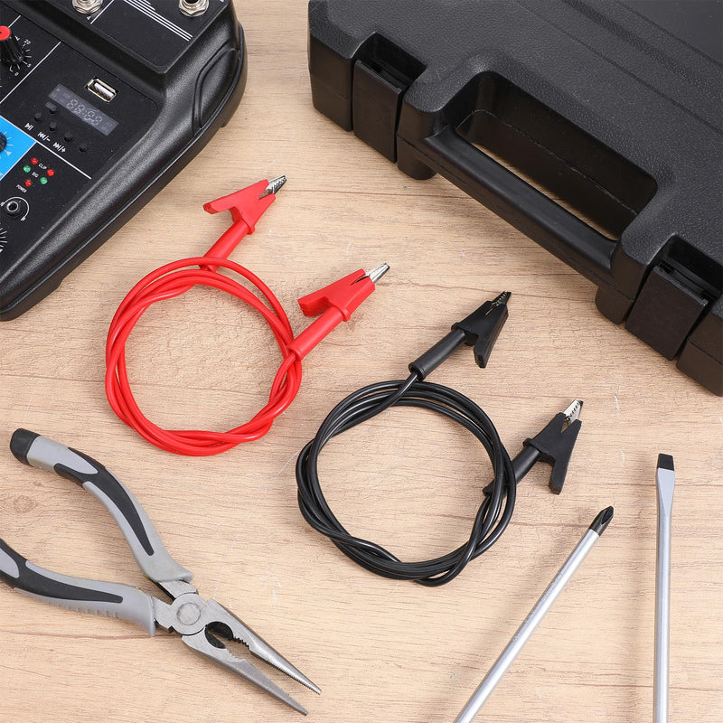 10 Pcs Alligator Clips Test Leads, 3.3 Ft/1m Jumper Wires, 1500V 15A Dual Ended Electrical Test Wires with Insulated PVC Shell, Red and Black
