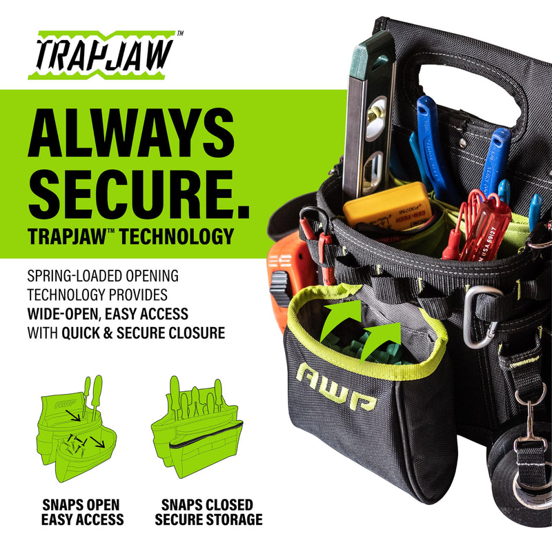 AWP TrapJaw 3-in-1 Electrician Tool Pouch with Spring-Loaded Technology, Designed for Professional Electricians and Maintenance Repair Technicians,Black Portable Tool Box - NewNest Australia