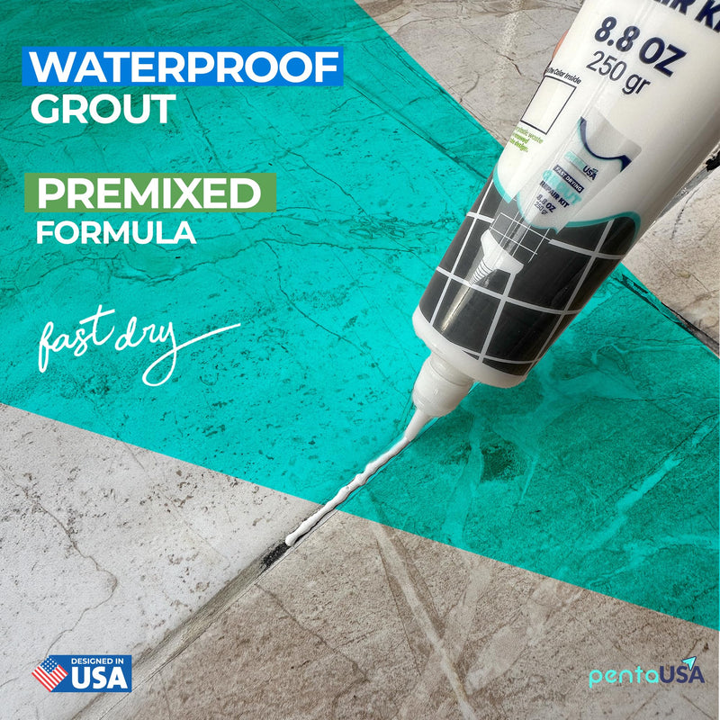 Premixed Tile Grout Repair Kit - Grout Filler for Repairs & Renewal - Easy to Use - Perfect Waterproof for Bathroom, Shower, Kitchen & Floors - 2 Pack (White/ 500g-17.6oz) White