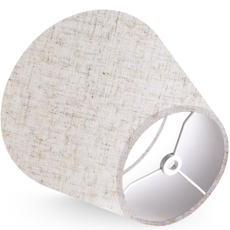 GOSO Set of 2 Small Beige Lamp Shades for Table Lamps,Wall Mount Natural Fabric Drum Lamp Shade-5 * 9 * 6.4inch(Spider) Rustic Lampshades Replacement No Assembly Required-Modern Bell Shade Small Drum-5*9*6.4 IN-2 pack Beige-oatmeal linen