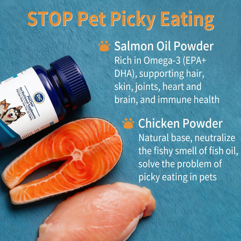 Dog Fish Oil Supplements, 200 Tablets, with Salmon Oil, Vitamins A, D3, E, Support Shiny Coat, Itching and Dry Skin, Reduce Shedding, Support Heart Health (1 Bottle) 1 Bottle (200pcs in total)