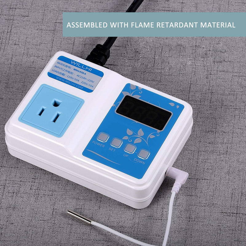WH1436A 10A Temperature Controller 110V Digital Thermostat Switch Sous Vide Controller NTC 10K Sensor Improved Version
