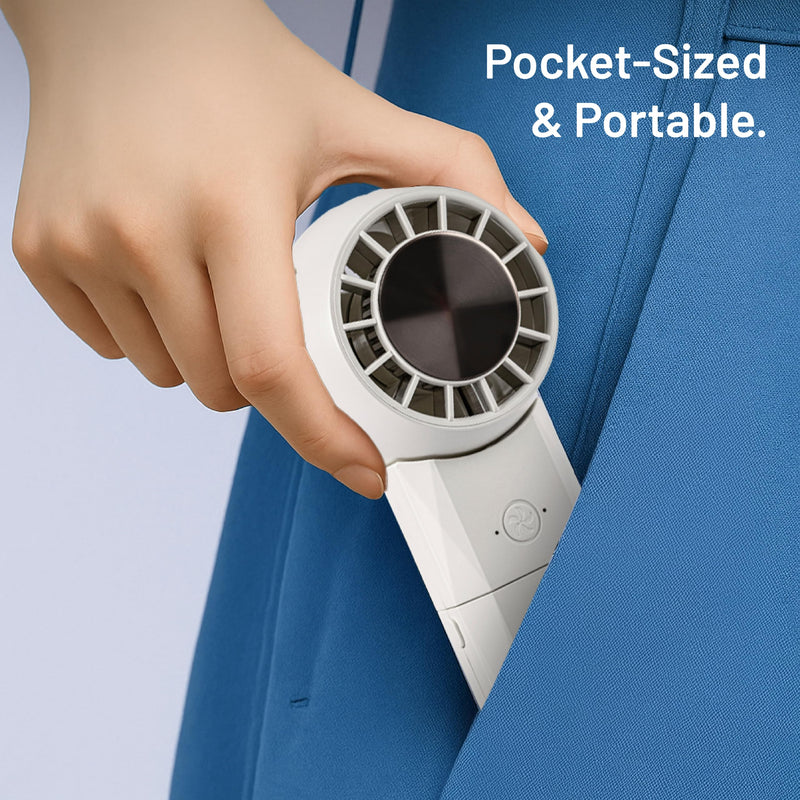 Hotel Collection - Breeze-Pro Handheld Mini Personal Fan, 2-in-1 USB Rechargeable Pocket Device with Power Bank, Portable for Travel, Summer, Concerts, Lash, Make - Up (White) White