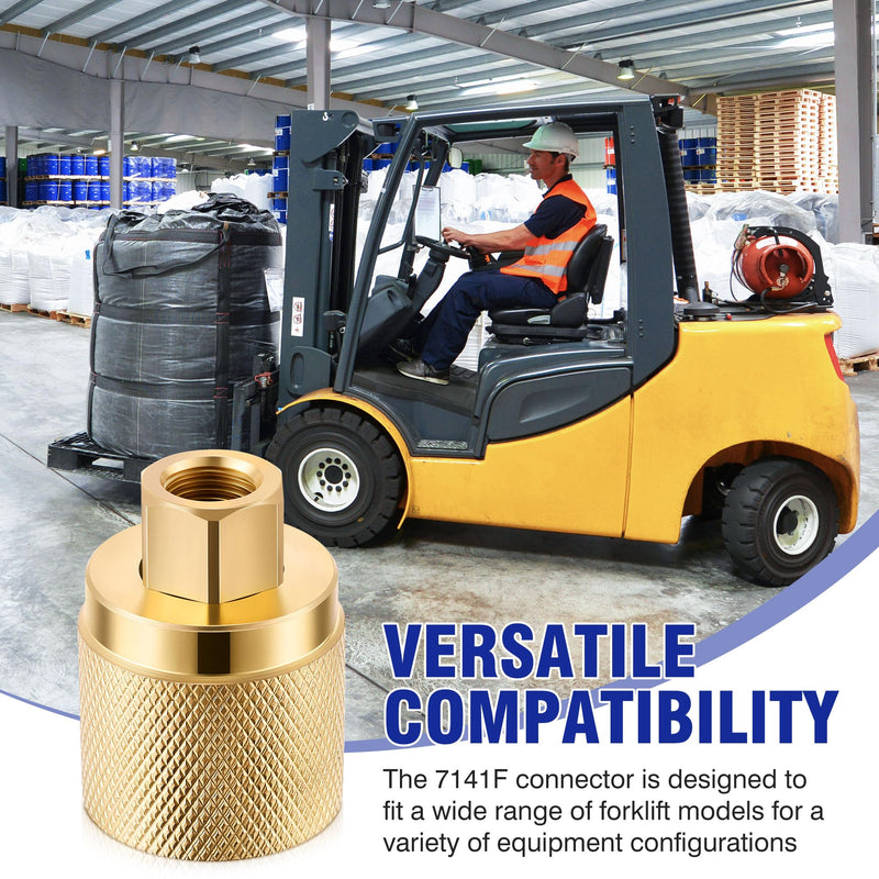1 Pack Forklift Connector Female, Replacement for 7141F Propane Tank Connector, 1-1/4" Female Inlet x 1/4" NPT Female Outlet, with 2 Pcs Rubber O Rings