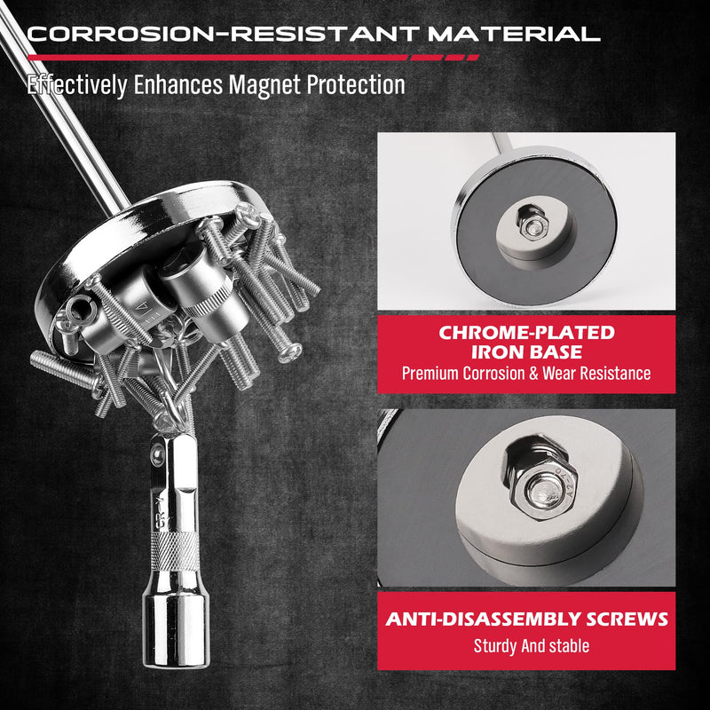 Telescoping Magnetic Sweeper Pickup Tool: Strong Magnet Pick up Nails Screws and Metal Parts Nut Bolts Steel Iron Parts Finder 35LB Pull Capacity Retractable 8.6" to 33" Telescopic Stick