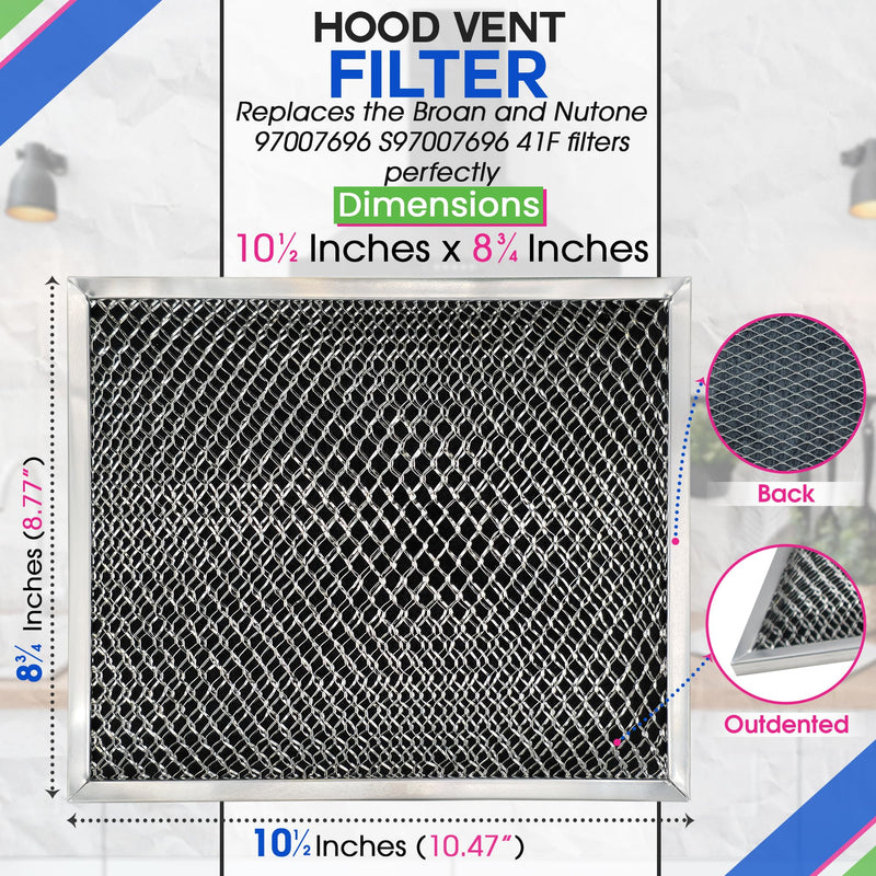 Range Hood Filter 10.5 x 8.75 Inch Fits 41F 97007696 Broan Range Hood Filter Replacement for Ductless Stove Hood Vent Filter - Charcoal Grease Combo For Hood Filters & Freshens Kitchen Oven Air (1-Pk) 41F 1-Pack