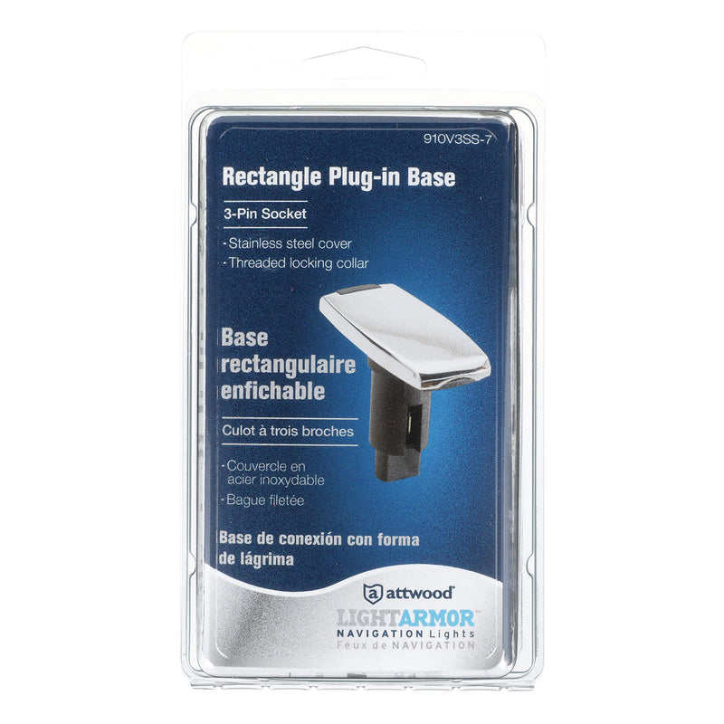 Attwood 910V3SS-7 LightArmor 910V Series 3-Pin Rectangular Light Base - 316 Stainless Steel One size
