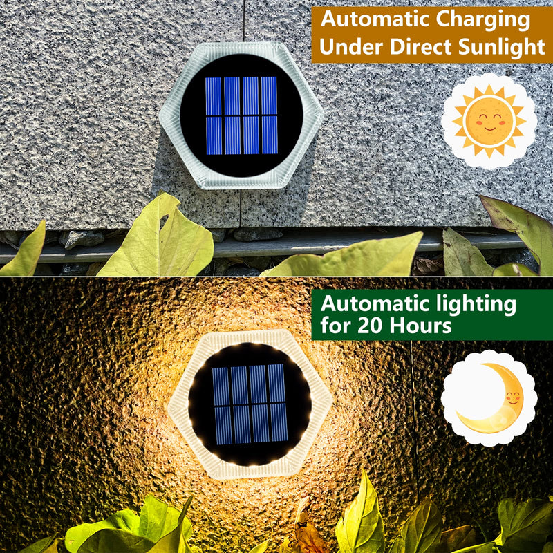 YiLaie Solar Deck Dock Lights Hexagon Warm White Step Lights Outdoor Waterproof Solar Powered for Driveway Post Fence Stairs Yard Patio Pathway Porch 6 Packs 6 Pack-Hexagon