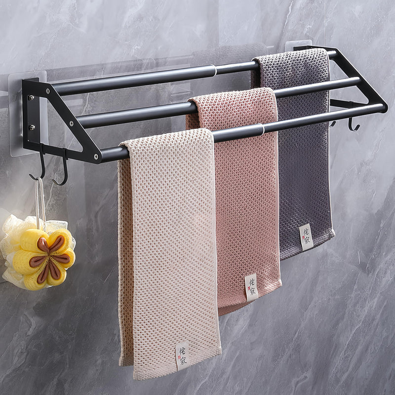 3 Bars Towel Bars Hanger Freely Retractable 11-23 Inch Stainless Steel Bath Rack Strong 3M Adhesive Bathroom Wall Free mounting Hole-Installing washroom Kitchen