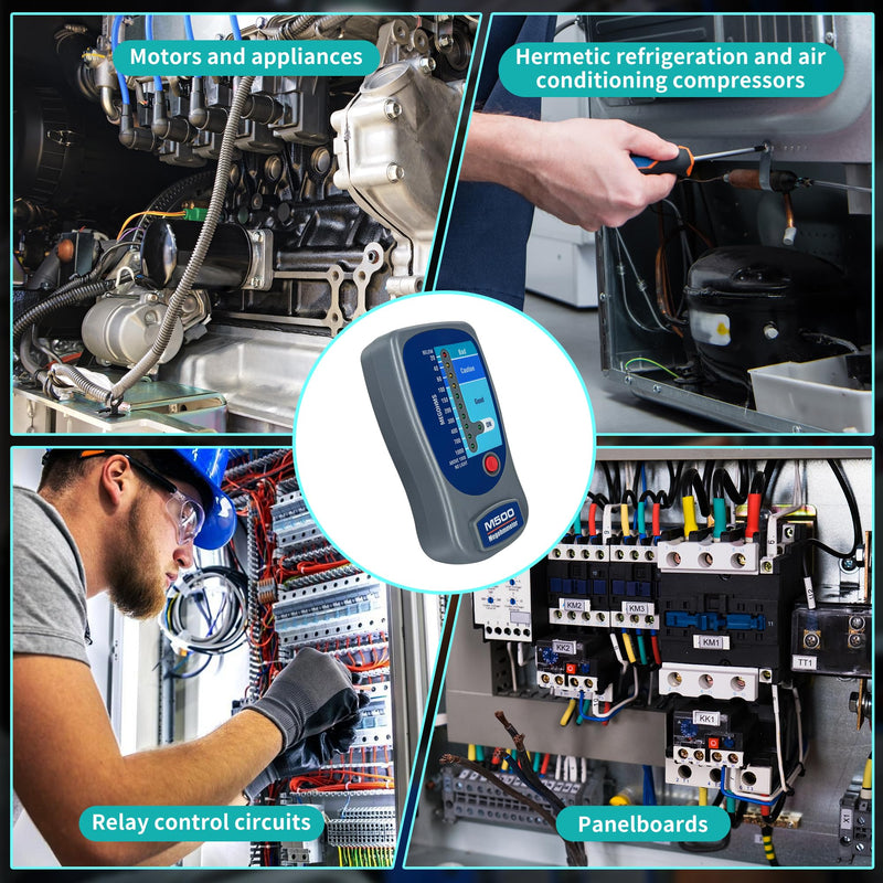 Insulation Resistance Tester M500 Megohmmeter Compatible with Supco M500 Megohmmeter，Measures 20-1000 megohms at 500V with Clear LED Indicators for Quick Fault Detection with Soft Carrying Case