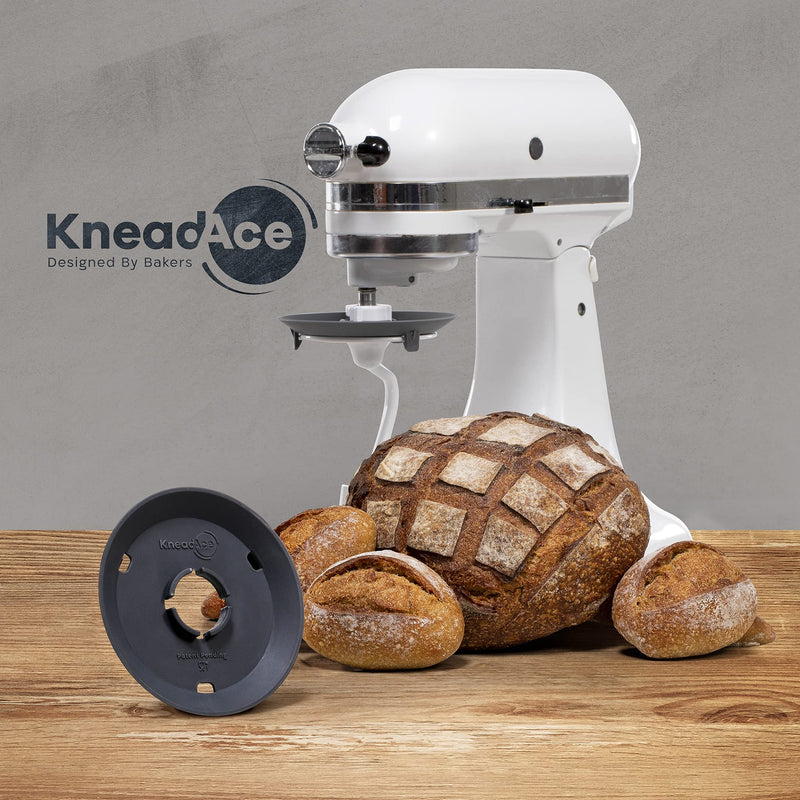 KneadAce Dough Hook Shield For Kitchen Aid - Prevents Your Dough from Climbing Up and Clogging Up Your Mixer – Mess Free Mixer Accessory Compatible With Most KitchenAid C Shape Dough Hooks (White) White