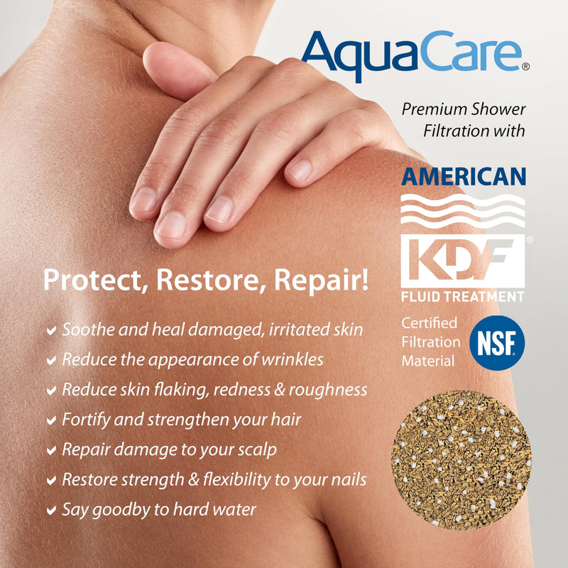 AquaCare High Pressure 10 Spray Mode Filtered Showerhead - Handheld Shower Head Filters Chlorine to Heal Dry Skin, Revive Hair - Dual Power Wash Cleans Tub, Tile, Pets - Hard Water Softener, Chrome Round