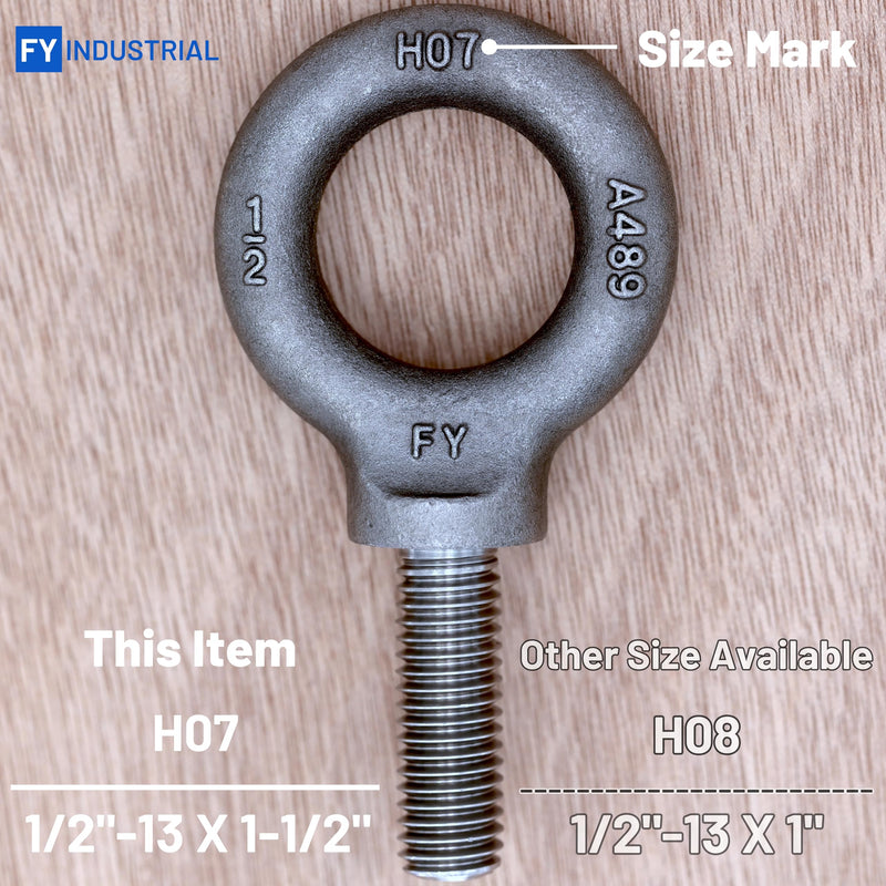 3 Pcs Lifting Shoulder Eye Bolts 1/2"-13 X 1-1/2" 1/2"-13 X 1-1/2" Self Colored 3