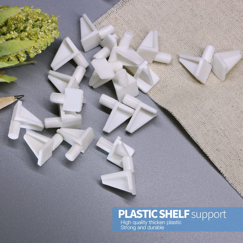 20pcs White Shelf Pegs, 5mm Plastic Shelf Pins Shelf Support Pins, Cabinet Shelf Clips Shelf Holder Pins for Bookcase Cabinets Shelves Cupboard 20 5 x 8mm