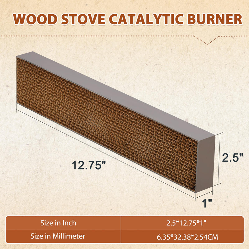 Wood Stove Catalytic Combustor, 2.5" x 12.75" x 1" Metal Catalytic Replacement for Vermont Castings Defiant and Encore Flexburn
