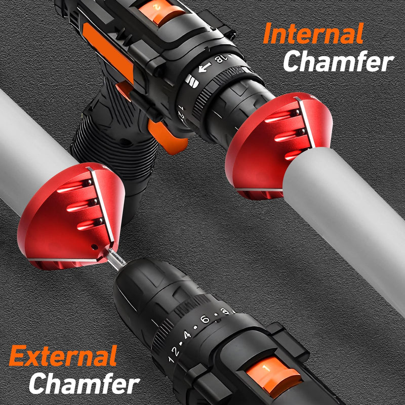 2 in 1 Inner-Outer PVC Deburring Tool, PVC Chamfer Tool, Pipe Deburring Reamer Plumbing Tool for OD 0.75" to 3.5", ID 0.92" to 3.89" PVC, CPVC, ABS, PP, PE Pipe Medium