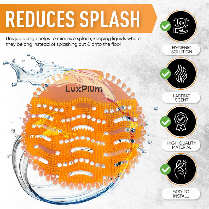 Urinal Screens Deodorizer 10 Pack - Orange Urinal Screen Deodorizer Urinal Mats With Splash Control - For Wet Dry Urinals, Reduces Odors - Urinal Cakes, Urine Odor Eliminator, and Toilet Deodorizer