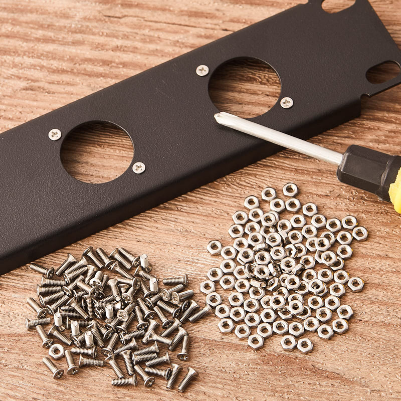 50 Pieces D Series Panel Screws and Nut Kit Panel Mount Connector M2.5 x 8 mm Screw Stainless Steel Metal Screws Audio Server Rack Mounts for Attaching D Series Connectors to Panels