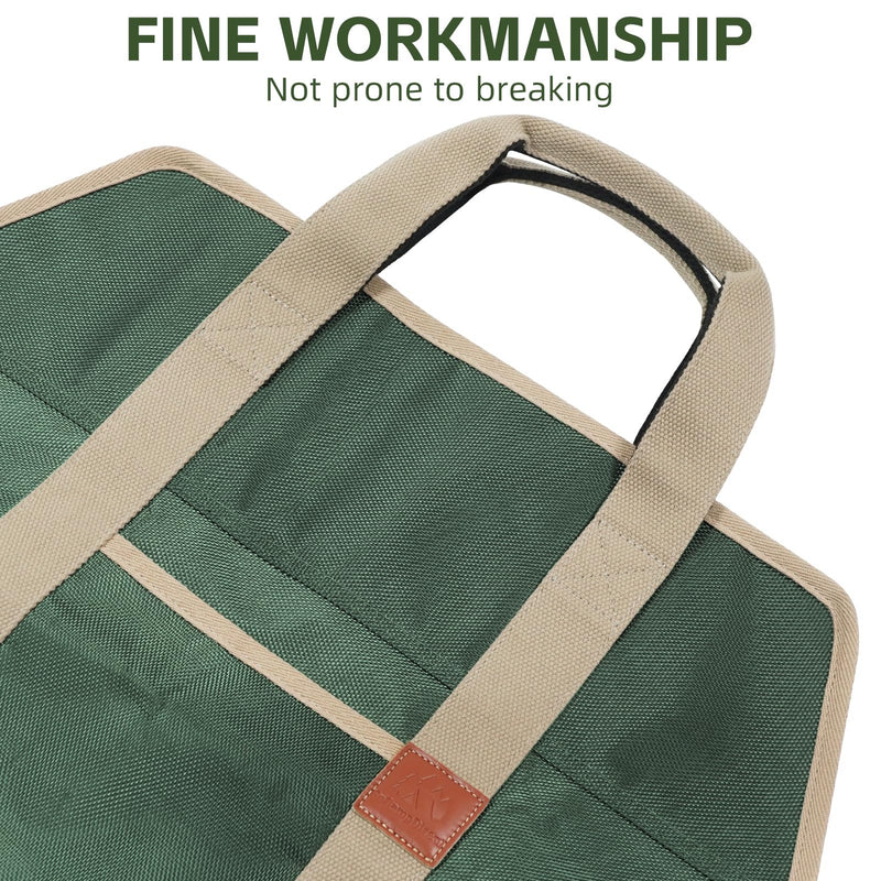 Firewood Carriers with Handles - 39×18Inch Log Carrier | 1680D Canvas Water Resistant Tote Wood Carrying Bag for Camping Indoor 1680D-ArmyGreen
