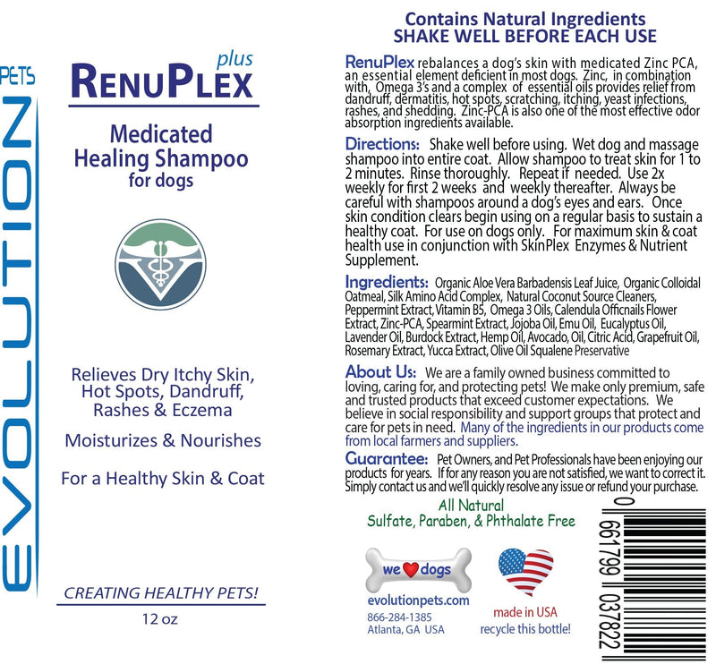 [Australia] - Evolution Pets Best Itchy Dog Shampoo. RenuPlex Plus Medicated Dog Shampoo. Safe, All Natural Dog Shampoo for Itchy Skin and Dog Dry Skin 