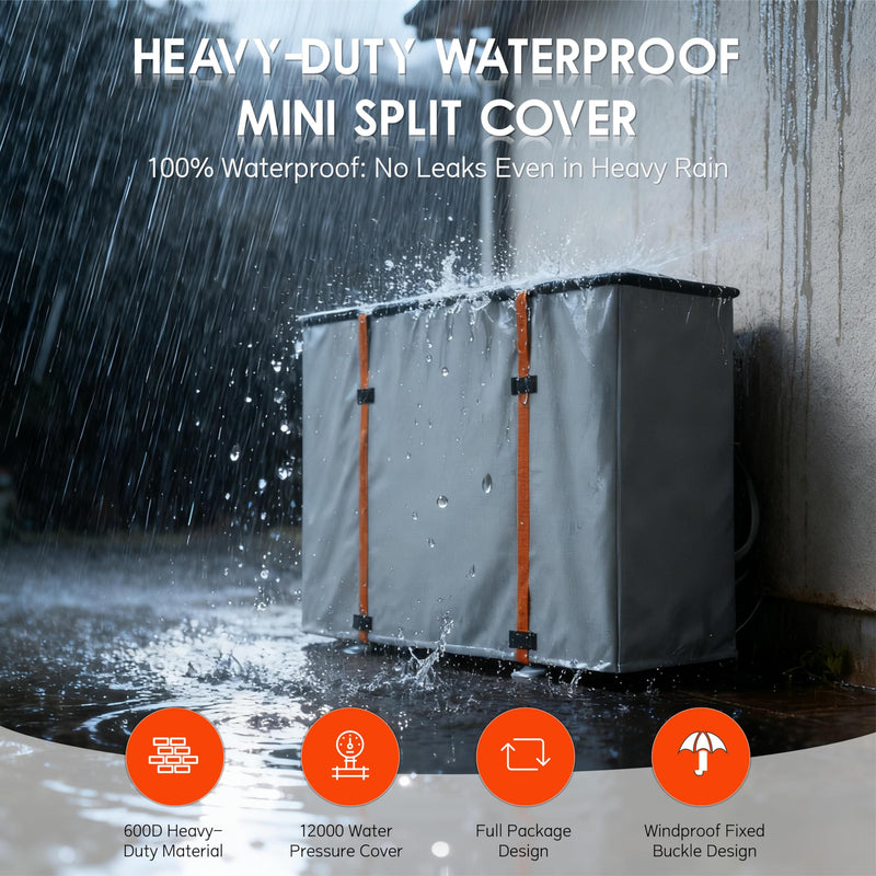 Air Conditioner Cover,Mini Split Cover for Air Conditioner Outside Unit,600D Heavy-Duty Waterproof Oxford Fabric Outdoor Portable, 29.1“L x 11.8”W x 21.7"H, 8000-12000 BTU AC Protector Simplified Version 29.1"L x 11.8"W x 21.7"H