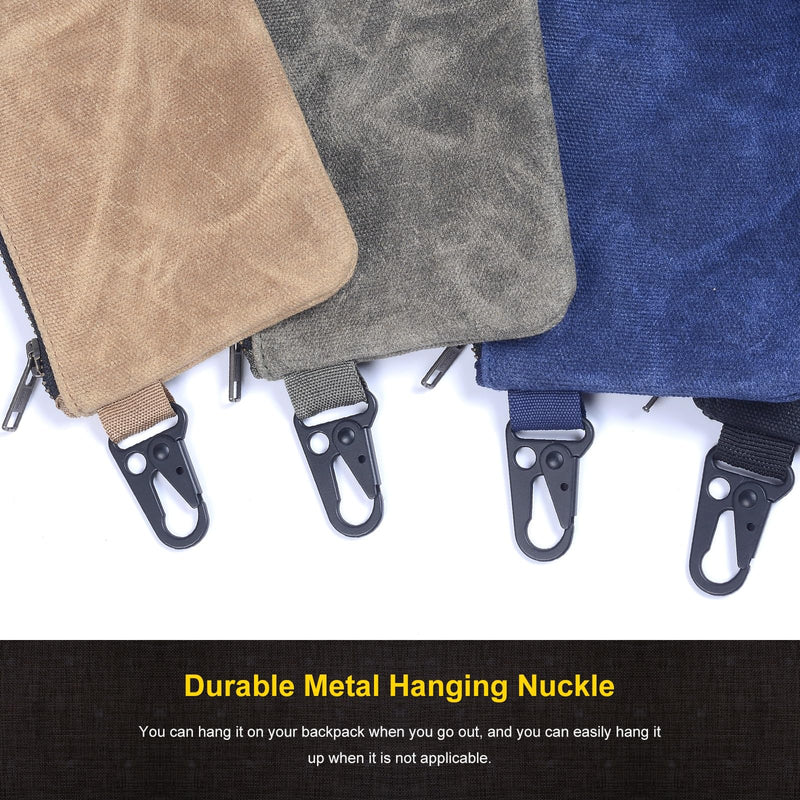 Small Tool Bag, Waxed Canvas Zippered Pouch, Tool Pouches with Zipper, Utility Small Tool Pouch for Tool Organizers and Storage, 8.5" x 4" - 4-Pack 4 Pack Small