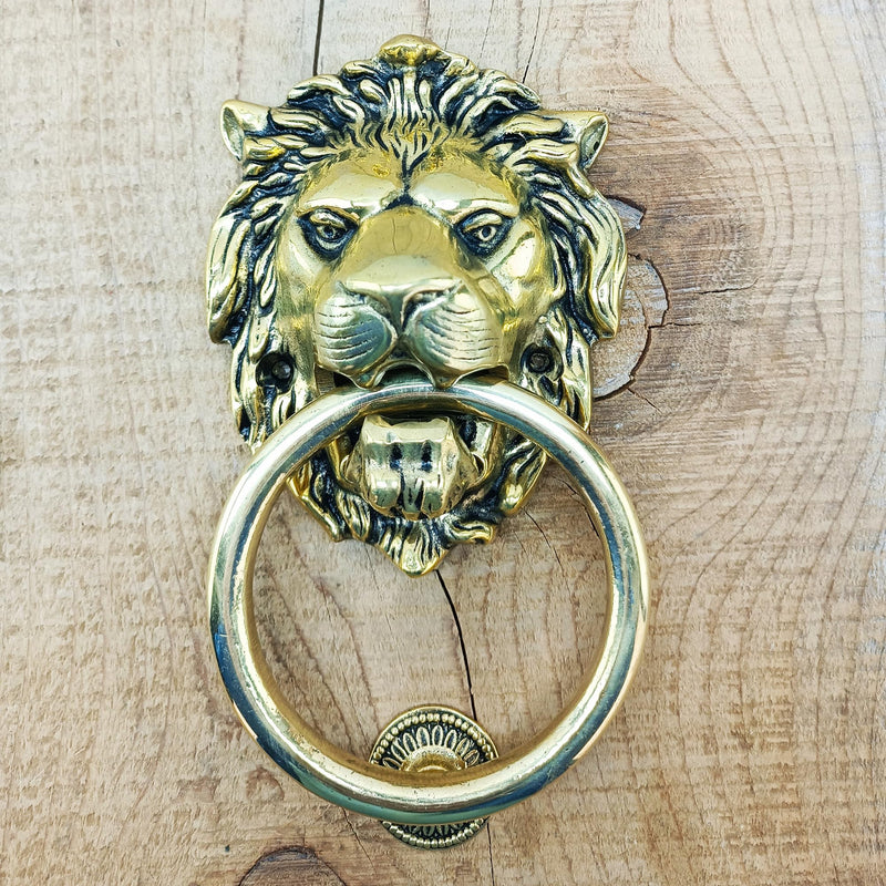 Lions Head Door Knocker,7.1 inches,Solid Brass,Regency Period(Antique Brass) Antique Brass