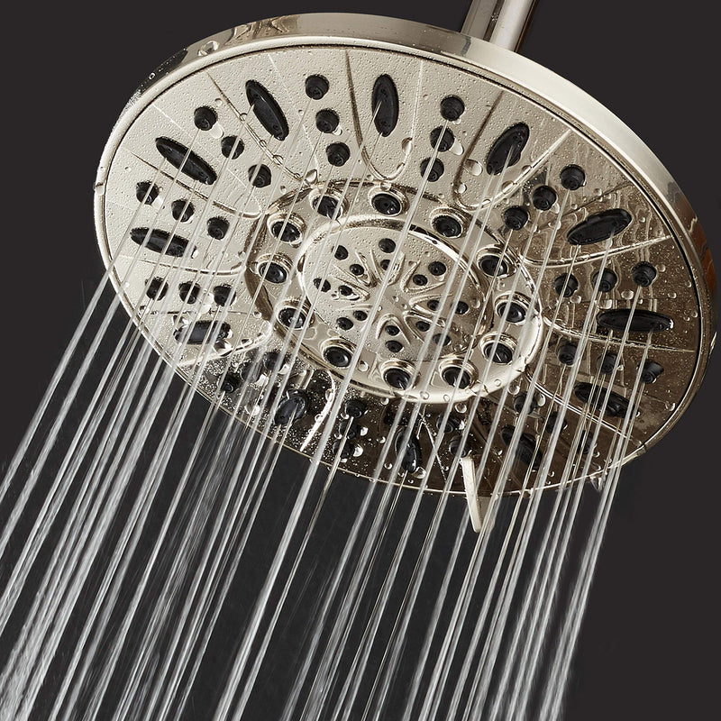 AquaDance Brushed Nickel High Pressure 6-Setting 7" Rain Shower Head – Angle Adjustable, Anti-Clog Showerhead Jets, Tool-Free Installation-USA Standard Certified-Top U.S. Brand – 1.8 GPM 1.8 Gallons Per Minute
