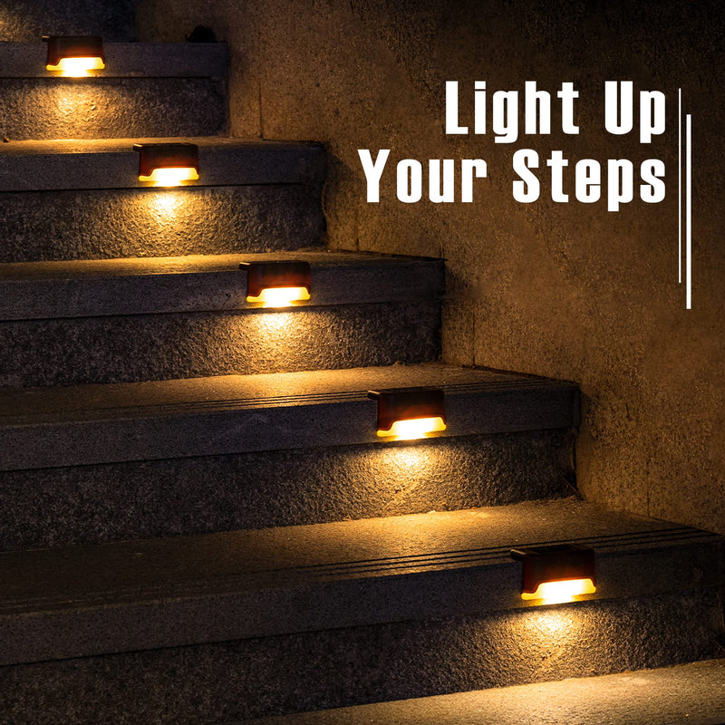 GIGALUMI Led Solar Deck Lights, 16 Pack Waterproof for Outdoor Stairs, Step, Fence, Railing, Yard and Patio (Warm White) Warm White