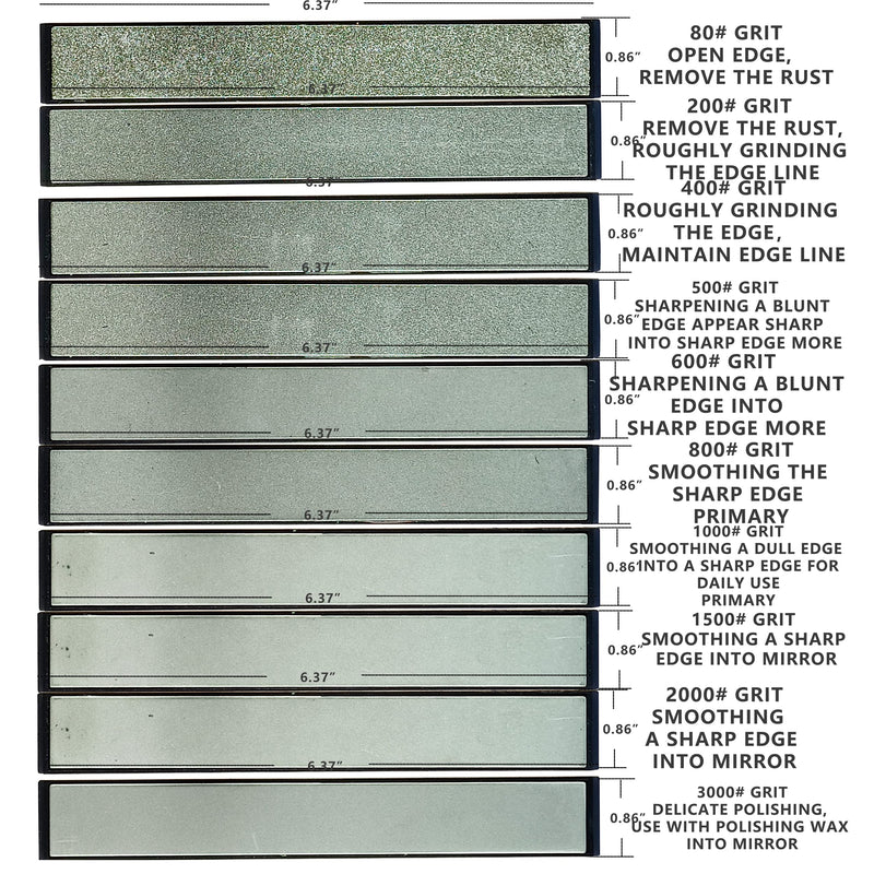 Value pack Diamond Knife Sharpening Stones kit diamond plates Kit Sharpen Knife blades sharp Surface flat Must-haves for Ruixin type sharpeners (#80#200#400#500#600#800#1000#1500#2000#3000) #80#200#400#500#600#800#1000#1500#2000#3000